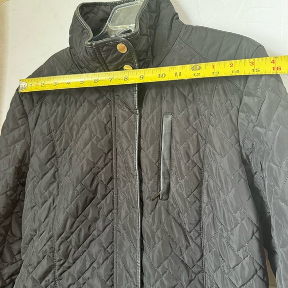 Cole Haan Quilted Coat Jacket Pockets Zipper Lined Belted Straight Minimalist M - Picture 13 of 15